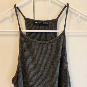 Grey Ribbed Sleeveless Shirt